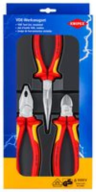 סט 3 יחידות שפיץ פלייר מבודד מקצועי - KNIPEX 00 20 12