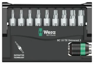 סט ביטים מקצועי - 10 יחידות - WERA BIT CHECK 10 TX UNIVERSAL 2