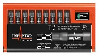 סט ביטים מקצועי - 10 יחידות - WERA BIT CHECK 10 PZ IMPAKTOR 1