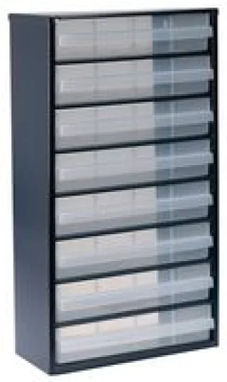 ארונית פלדה לאחסון רכיבים - 8 מגירות - 552X306X150MM