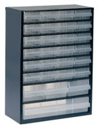 ארונית פלדה לאחסון רכיבים - 28 מגירות - 417X306X150MM
