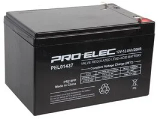 מצבר עופרת נטען - PRO ELEC ES12-12 - 12V 12AH