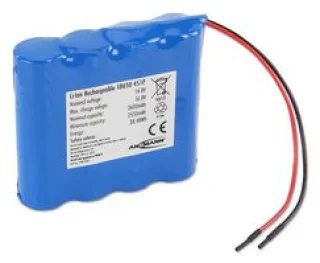 סוללת ליתיום נטענת עם חוטי הלחמה - 14.8V / 2.6AH