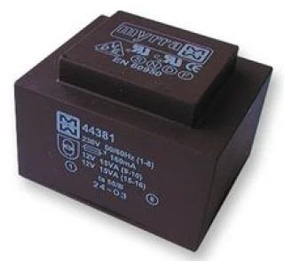 שנאי יצוק למעגל מודפס - 230V ⇒ 2X15V - 1000MA / 30VA