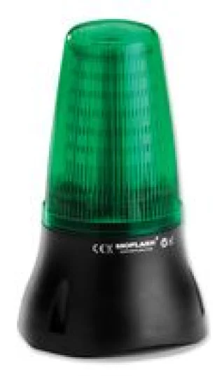 מנורת התראה ירוקה עם זמזם - LED , 230VAC , D/F , 90DB