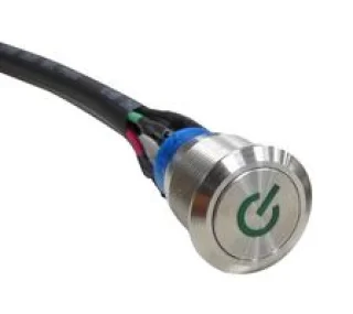 מתג עמיד לוונדליזם, מואר טבעת, 12V, 19 מ