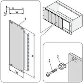 פנל אלומיניום מסוכך למארז 19 אינץ' - 128.4MM X 40.64MM - 3U