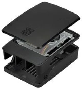 מארז פלסטיק שחור-אפור ל-Raspberry Pi 5 Model B