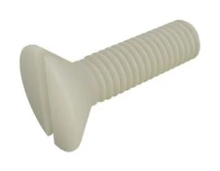 בורג M2.5 x 0.45, 8mm, ראש שטוח/שקוע מחורץ, ניילון 6.6