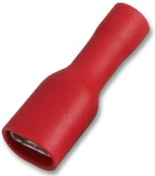 נעל כבל נקבה בידוד מלא 6.3MM - אדום - 100 יחידות