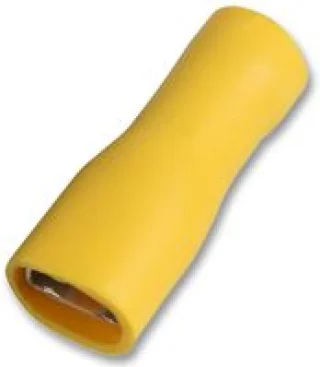 נעל כבל נקבה בידוד מלא 6.3MM - צהוב - 100 יחידות