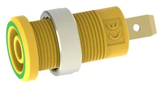 שקע בננה 4MM להברגה לפנל - בידוד צהוב / ירוק - TENMA 72-14222