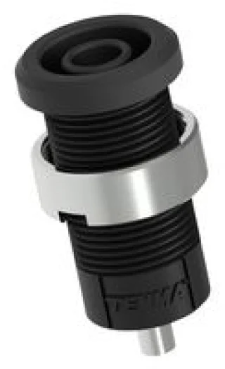שקע בננה מבודד 4MM להברגה לפנל - בידוד שחור