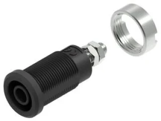 שקע בננה מבודד 4MM להברגה לפנל - בידוד שחור
