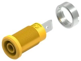 שקע בננה מבודד 4MM להברגה לפנל - בידוד צהוב