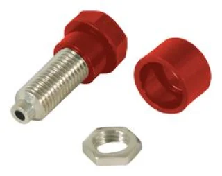 שקע בננה 4MM להברגה לפנל - בידוד אדום