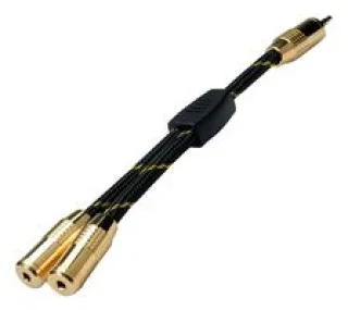 כבל אודיו - (ROLINE GOLD - 0.15M - 3.5MM ST (M) - 2X3.5MM ST (F