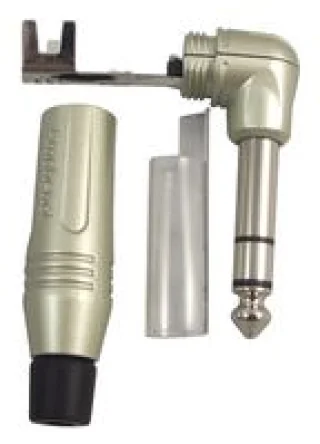 מחבר PL 6.35MM זכר להלחמה לכבל - סטריאו - זוויתי כסוף - AMPHENOL