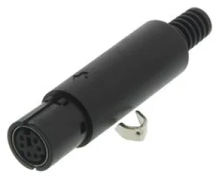 מחבר MINI DIN להלחמה לכבל - נקבה 6 מגעים