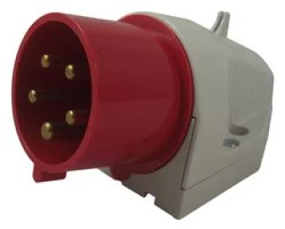 מחבר חשמל תעשייתי אדום - זכר לחיבור לקיר - 3P+N+E , 400VAC , 32A