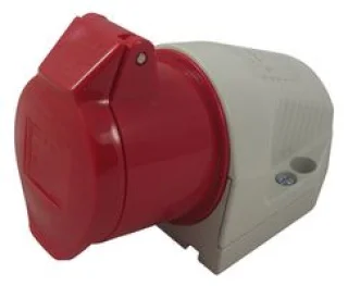 מחבר חשמל תעשייתי אדום - נקבה לחיבור לקיר - 3P+E , 400VAC , 16A