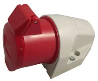 מחבר חשמל תעשייתי אדום - נקבה לחיבור לקיר - 3P+E , 400VAC , 32A