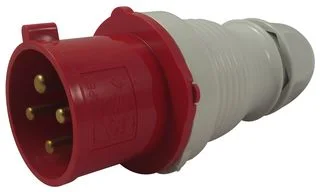 מחבר חשמל תעשייתי אדום - זכר לחיבור לכבל - 3P+E , 400VAC , 32A
