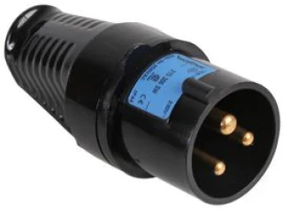מחבר חשמל תעשייתי שחור - זכר לחיבור לכבל - 2P+E , 230VAC , 16A