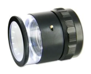 לופה אופטית חצי שקופה עם שנתות ותאורת LED - הגדלה X10