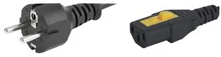 כבל חשמל יצוק עם נעילת 2M , IEC C13 ~ EU PLUG - V-LOCK