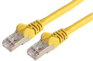 כבל רשת יצוק מסוכך - CAT6A SSTP 0.2M - בידוד צהוב