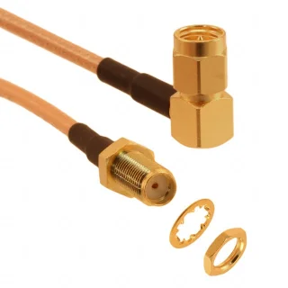 כבל קואקסיאלי RG174/U 750mm - SMA זוויתי Plug ל-SMA Bulkhead Jack