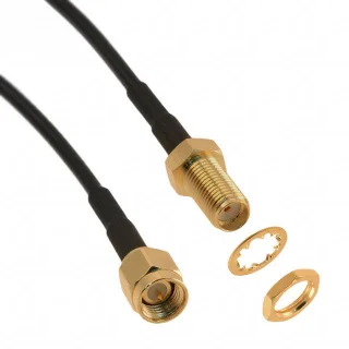 כבל קואקסיאלי RG174/U 50 Ohm 500mm - SMA תקע ישר / שקע Bulkhead