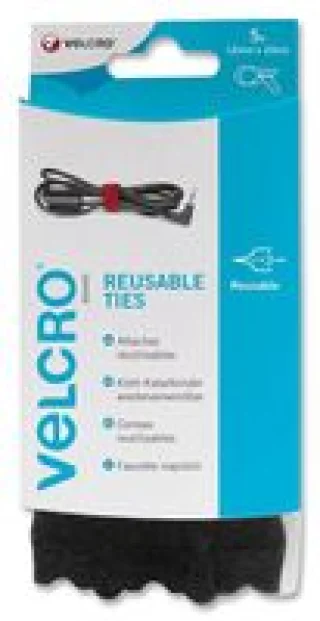 חבילת סרטי קשירה שחורים לכבלים (סקוטש) - VELCRO - 12MM X 0.2M