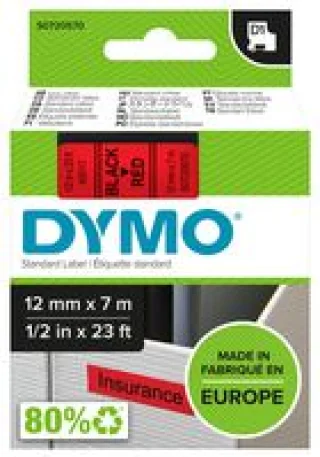 סרט פלסטיק דביק - 12MM X 7M - D1 - שחור / אדום