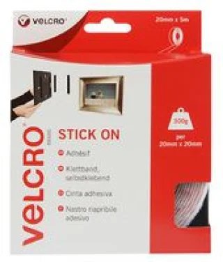 גליל ולקרו דביק לבן - VELCRO - HOOK & LOOP 20MM X 5M