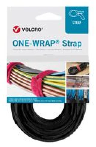 חבילת סרטי קשירה שחורים לכבלים (סקוטש) - VELCRO - 20MM X 0.33M