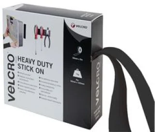 גליל ולקרו דביק שחור - VELCRO - HOOK & LOOP 50MM X 5M