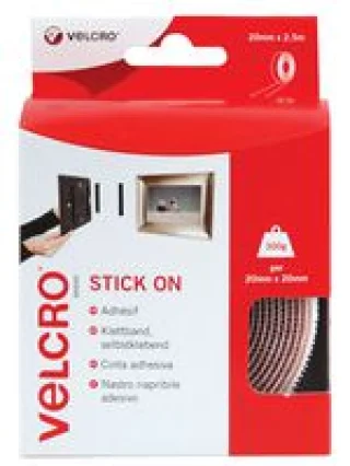 גליל ולקרו דביק לבן - VELCRO - HOOK & LOOP 20MM X 2.5M