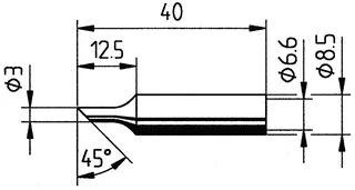 ראש לידית מלחם - ERSA 0832TDLF - ANGLED 3.0MM
