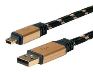 כבל USB 2.0 Type A זכר ל-Mini Type B זכר 1.8m שחור