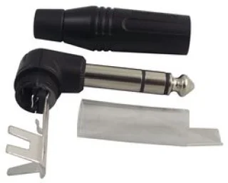 מחבר PL 6.35MM זכר להלחמה לכבל - סטריאו - זוויתי שחור - AMPHENOL