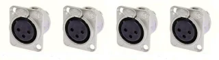מחבר XLR - שקע 4 פינים - הרכבה לפנל - DL