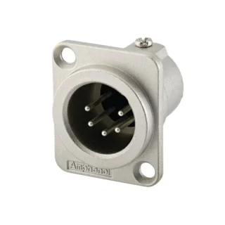 מחבר XLR זכר להלחמה לפנל - 5 מגעים - AMPHENOL AC5MDZ