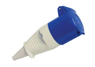 מחבר חשמל תעשייתי כחול - נקבה לחיבור לכבל - 2P+E , 230VAC , 16A