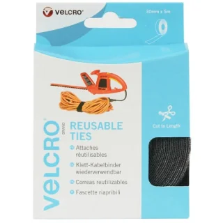 סרט קשירה שחור לכבלים (סקוטש) - רוחב 30MM - שחור - VELCRO