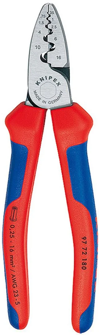 לוחץ לסופיות עגולות - KNIPEX 97 72 180 - 0.25MM² - 16MM²