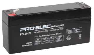 מצבר עופרת נטען - PRO ELEC ES6-3.2 - 6V 3.2AH