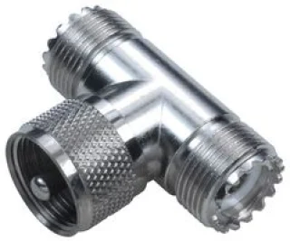 מתאם קואקסיאלי - UHF PLUG - 2X UHF SOCKETS