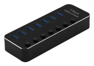 רכזת USB - 7 יציאות - USB 3.2 Gen1 - 5Gbps - עם מתגים